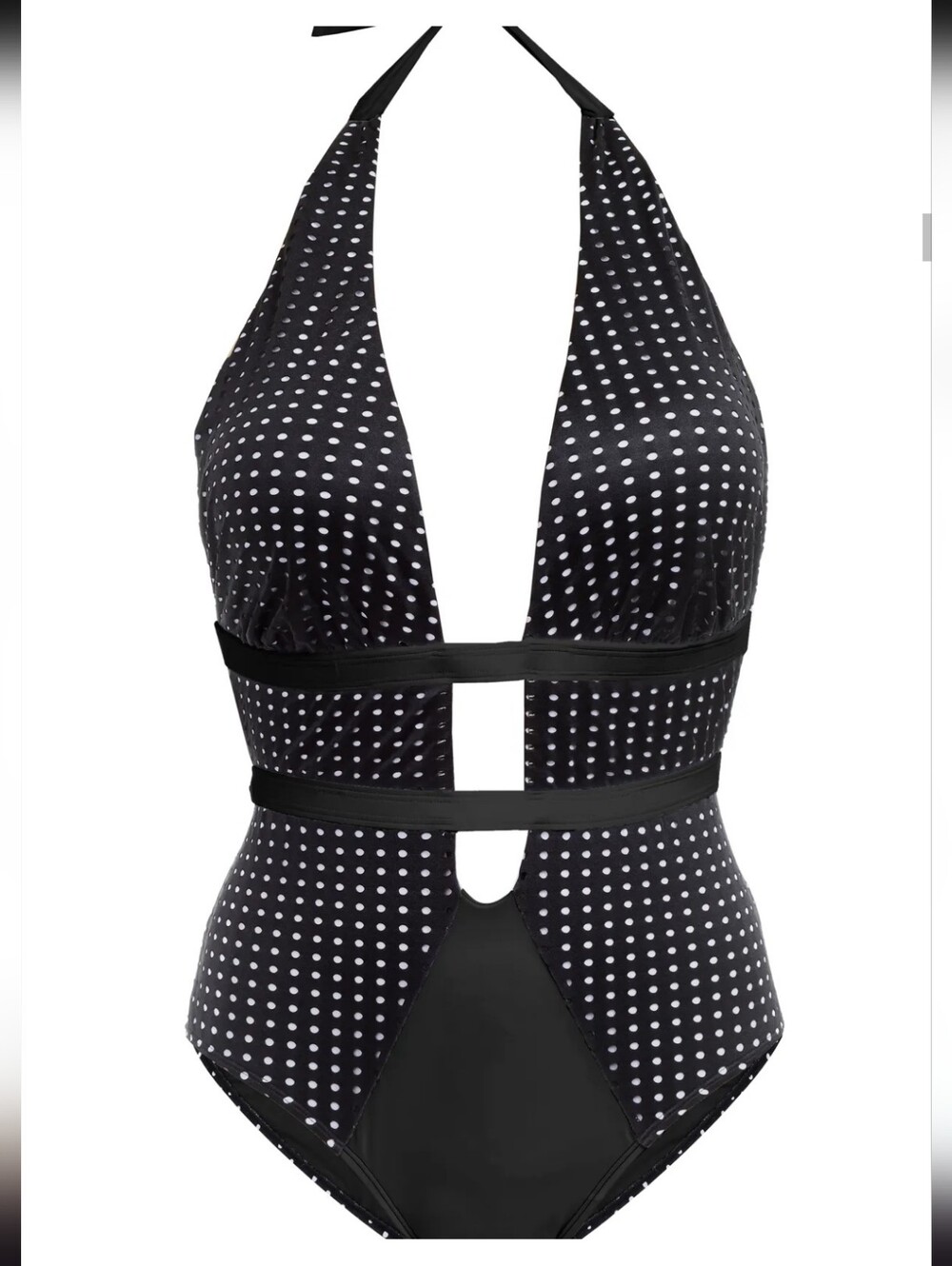 Swimsuit For All Black Polka Dot Cutout One-Piece Swimsuit Size 16